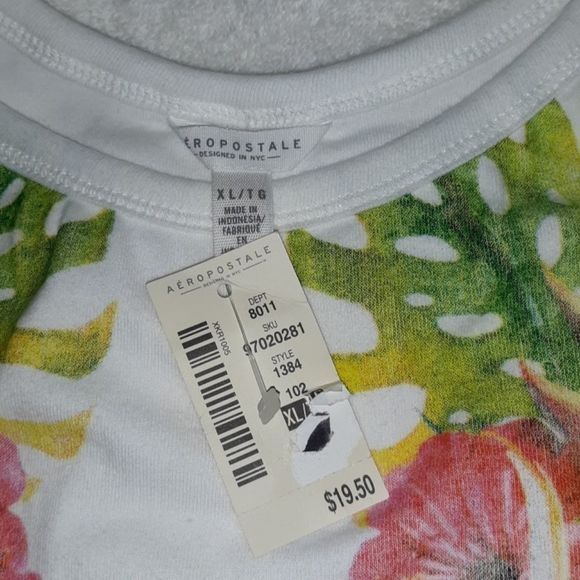 Aeropostale White Cockatoo Bird‎ Midriff Tank Top - Picture 3 of 5